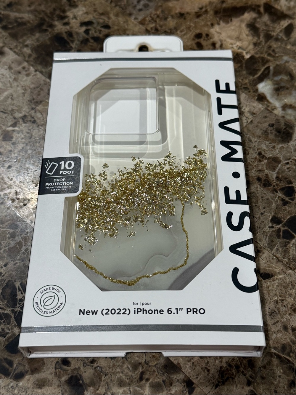 New Case Mate iPhone 6.1” Pro marble gold glitter case